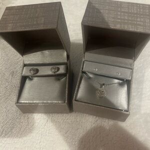 ZALES JEWELRY earrings and necklace silver set, brand new with boxes